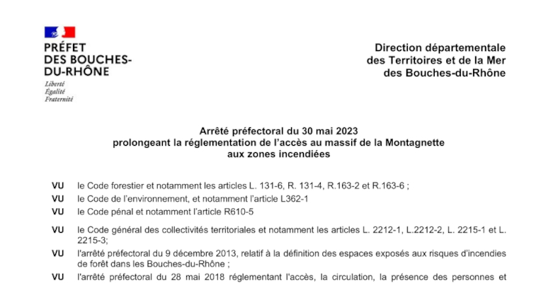 Réglementation accès au massif de la Montagnette