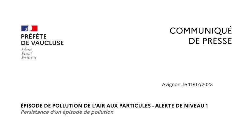 Episode de pollution d’air aux particules. Mercredi 12 juillet 2023.