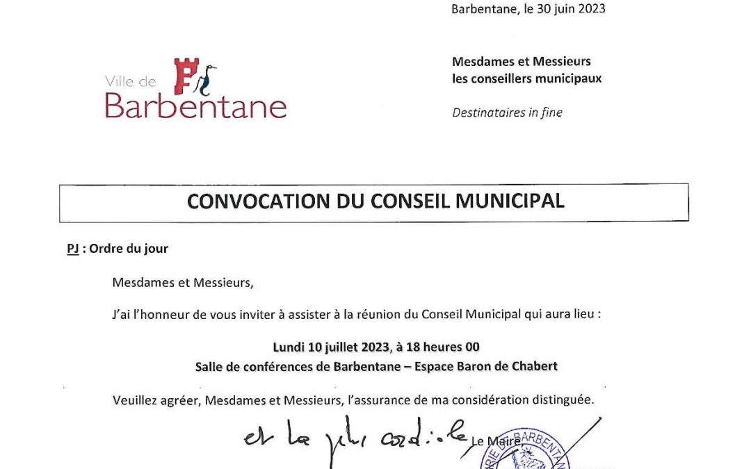 Conseil municipal du 10 juillet 2023