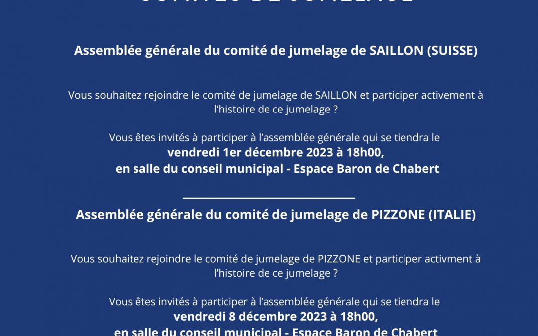 Assemblées générales des comités de jumelage