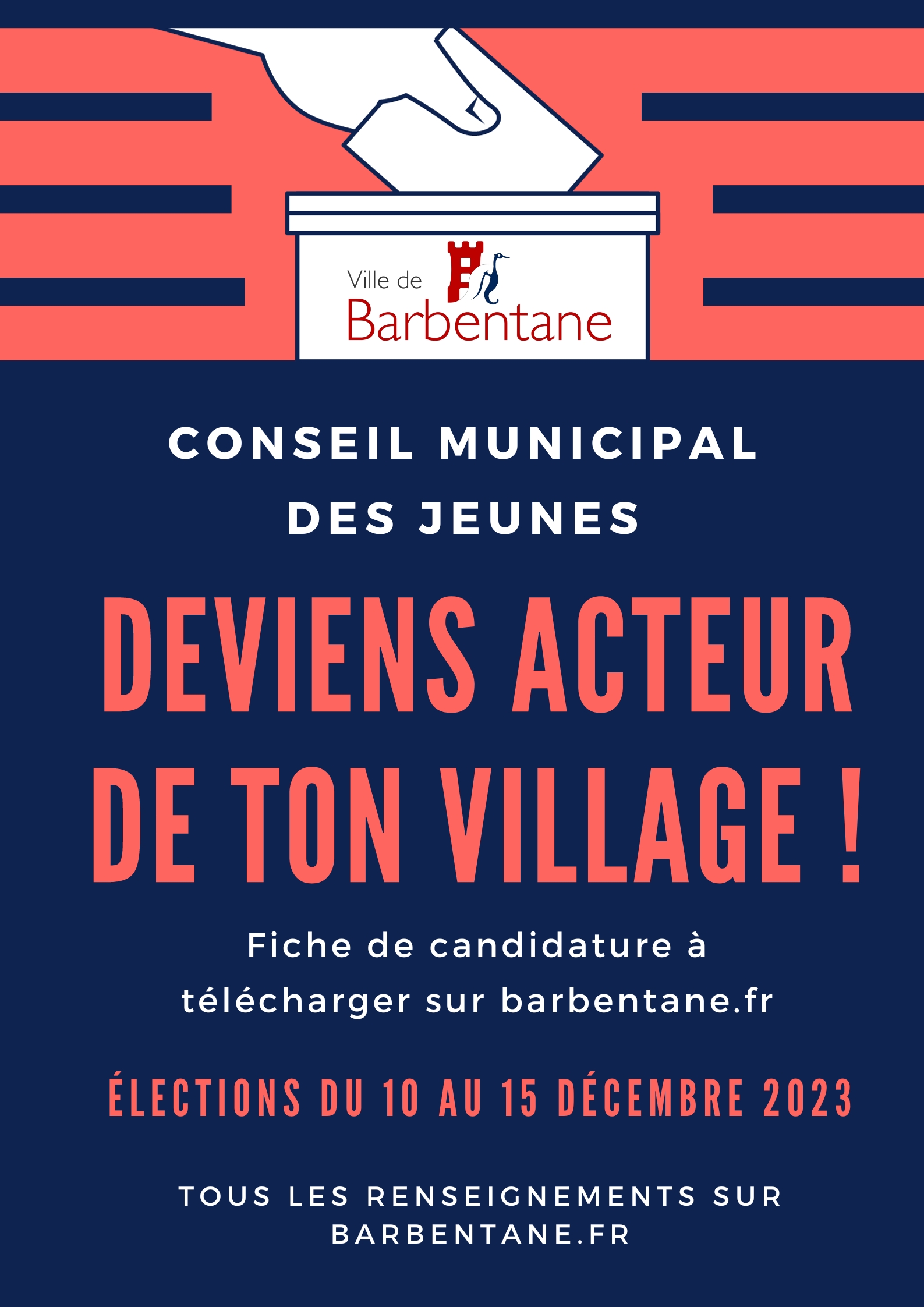 Bleu et Orange Simple Main Vote Campagne Affiche