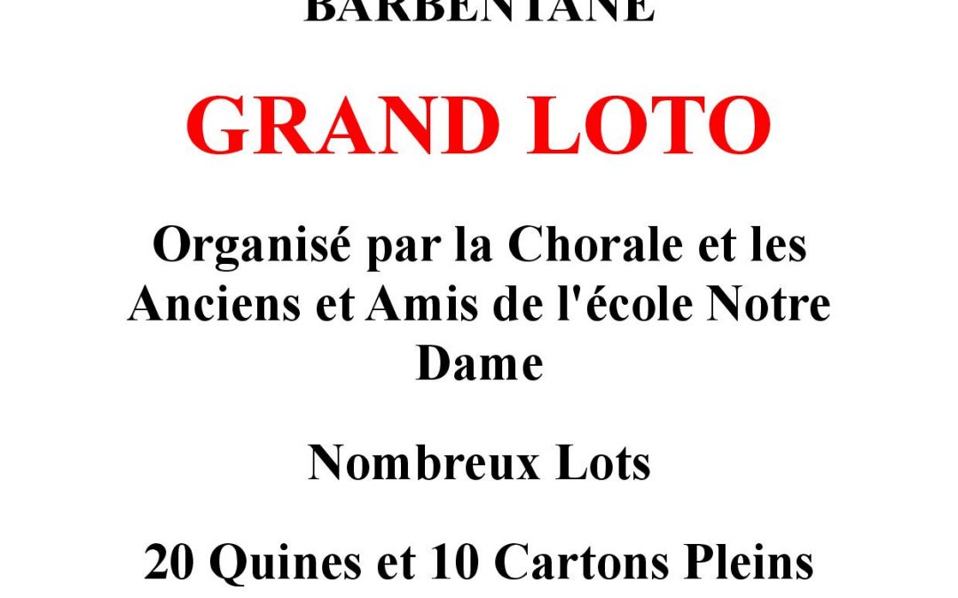 Loto de la Chorale et des Anciens et Amis de l’école Notre Dame