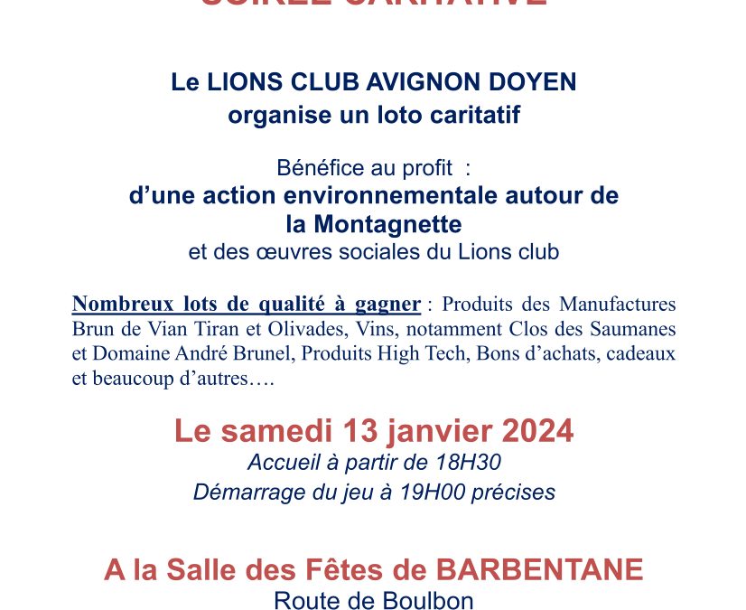 Loto caritatif du Lions Club Avignon-Doyen