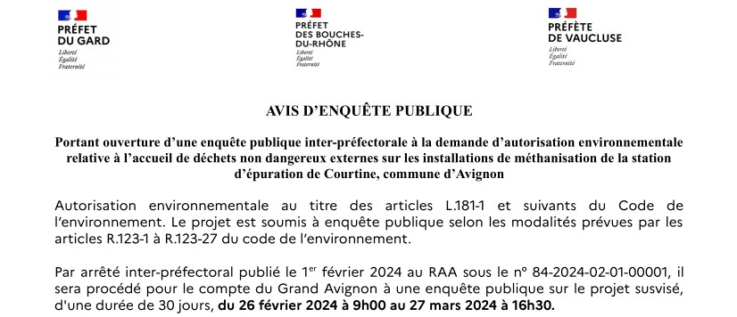 Avis d’enquête publique