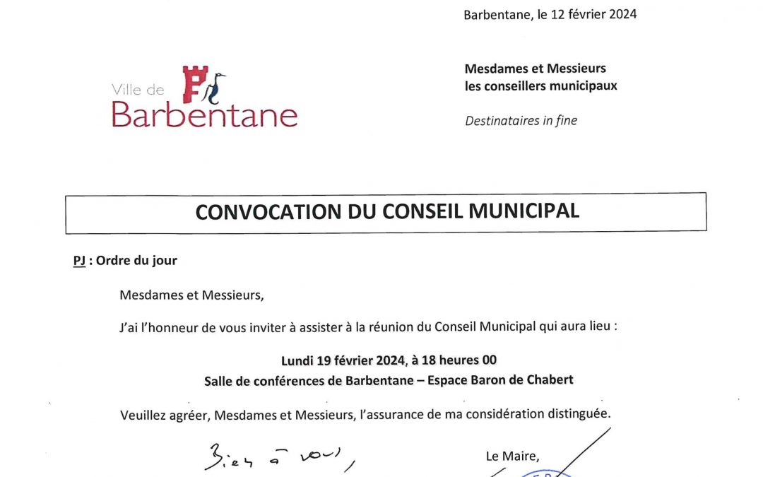 Conseil municipal du 19 février 2024