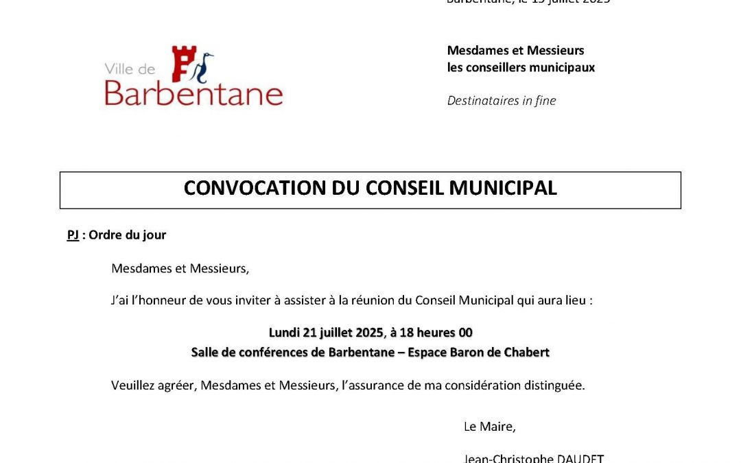 Conseil municipal du 21 juillet 2025