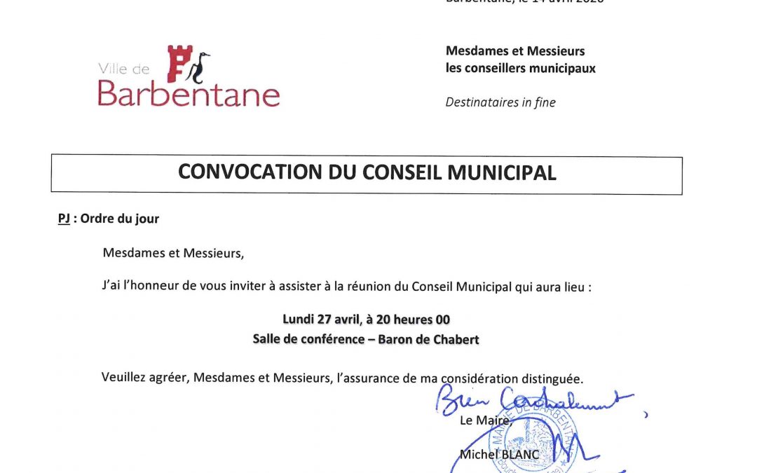 Conseil municipal du 27 avril 2026