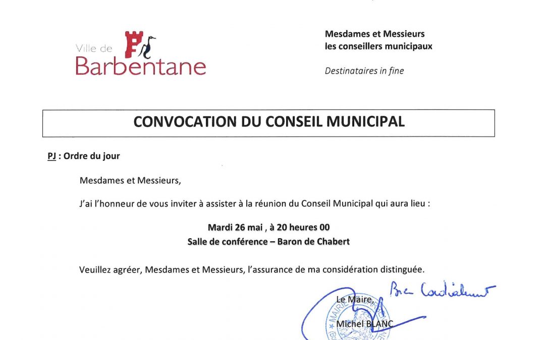 Conseil municipal du 26 mai 2026