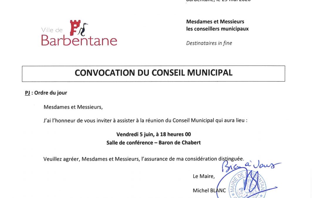 Conseil municipal du 5 juin 2026